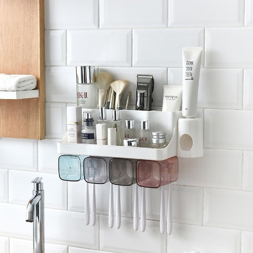 Suction Wall Toothbrush Holder and Bathroom Shelving Set