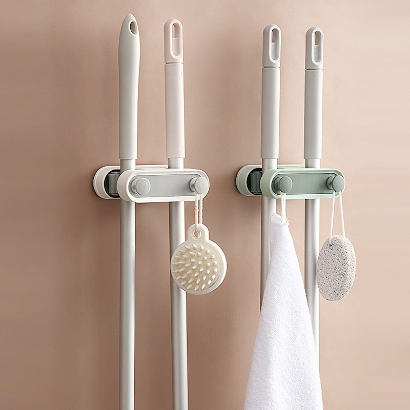 Bathroom Mop Clip Double-button Mop Hook