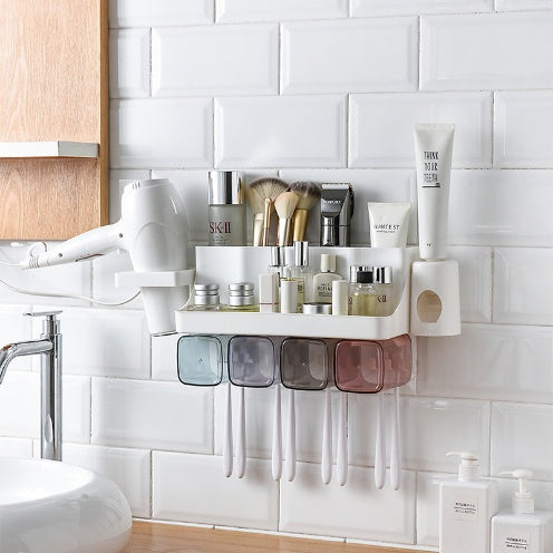 Suction Wall Toothbrush Holder and Bathroom Shelving Set