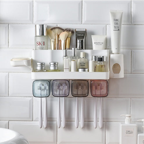 Suction Wall Toothbrush Holder and Bathroom Shelving Set