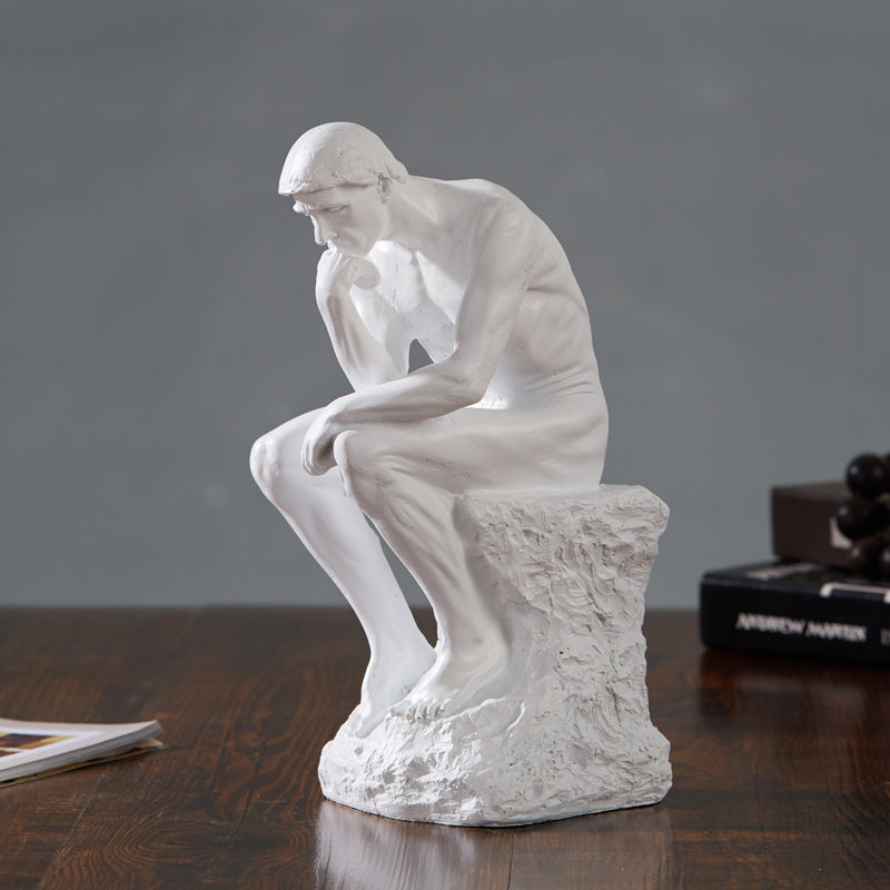 Resin Thinker Sculpture for Home and Study Décor