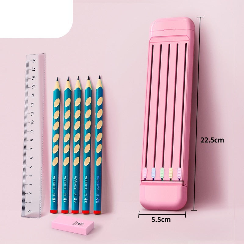 Ruler Pencil Eraser 4-Piece Stationery Box School Supplies