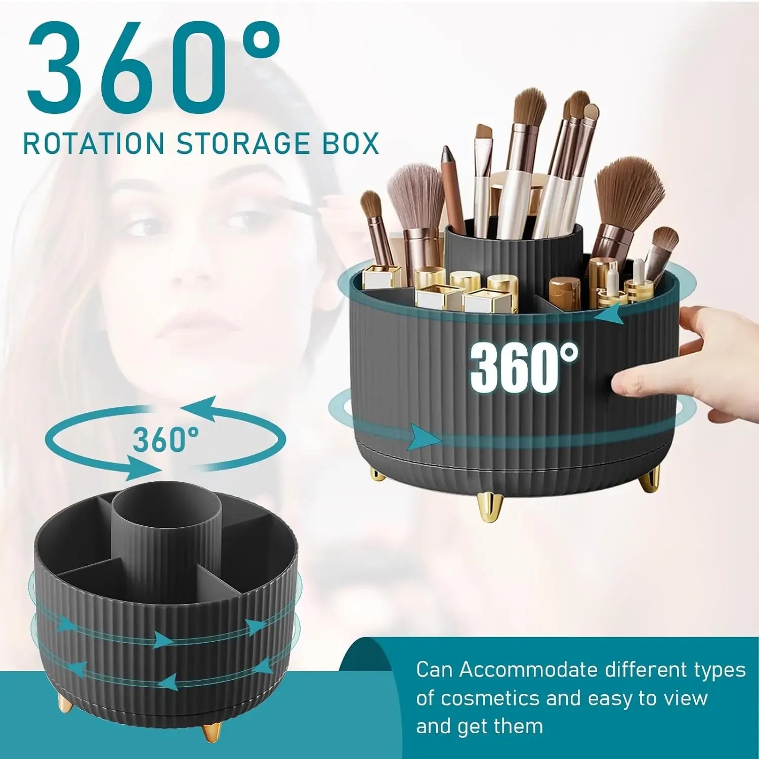 5 Slot 360° Rotating Makeup Brushes