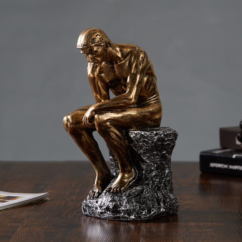 Resin Thinker Sculpture for Home and Study Décor