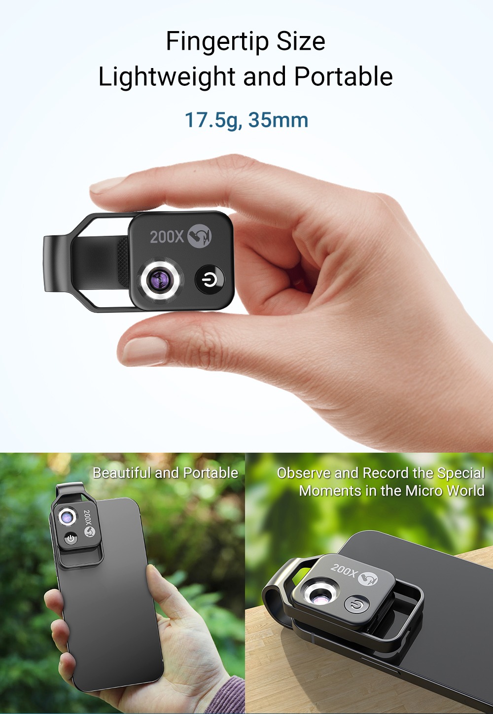 200X Digital Zoom Lens for mobile phones, iPhone & Samsung Smartphones